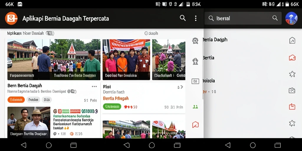 Screenshot antarmuka aplikasi 66K yang menampilkan berita daerah terbaru.