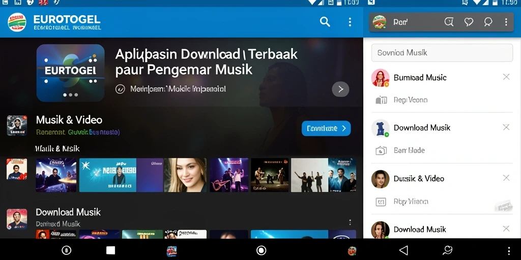 Tampilan antarmuka aplikasi EUROTOGEL untuk download musik.